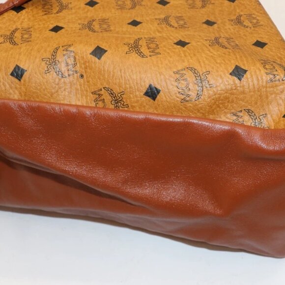 MCM Drawstring Visetos Canvas Leather Shoulder Bag - - Picture 8 of 15